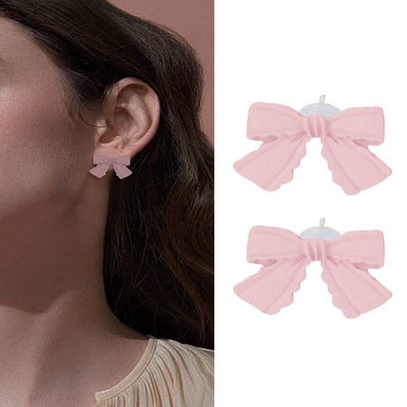 1 Paire de Boucles d'Oreilles en Alliage avec Nœud Papillon Platine Rose 16x20.5mm