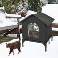thumbnail image 1 of Casa para gatos al libre, refugio para gatitos, cálida, aislante, impermeable, tienda de campaña para gatos salvajes, refugio para el invierno, S Negro, 1 of 8