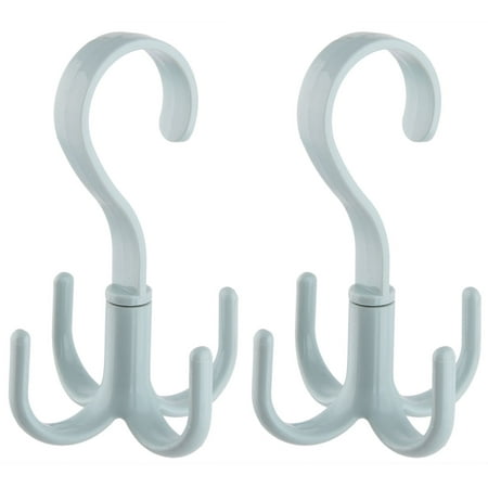 Plastic 4 Hooks Clothes Coat Towel Belt Rope Rod Hanging Hanger Light Blue