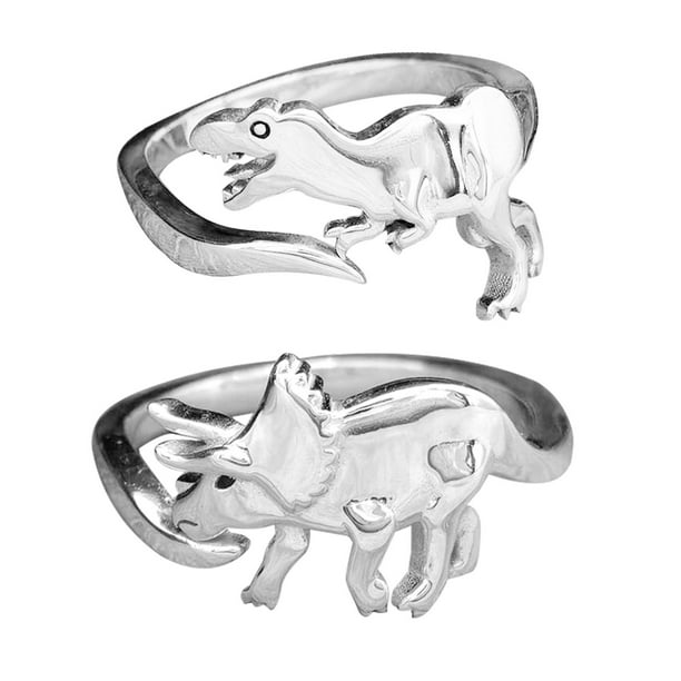 Anillos para mujer, regalos para mujer, lindos anillos de apertura de dinosaurio, regalo, delicado anillo de plata minimalista.