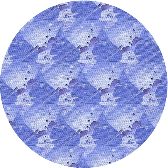 Ahgly Company Indoor Round Patterned Jeans Blue Area Rugs, 6' Round