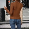 thumbnail image 5 of Luxalzxs Womens Knitted V-Neck Long Sleeve Wrap Front Cross Loose Sweater Color Block Pullover Jumper Tops Blouse, 5 of 5