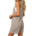 thumbnail image 6 of Lenago Women's Summer Solid Color Casual Backless Round Neck Two Pockets Full Length Romper, 6 of 8