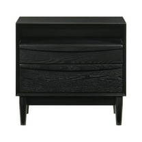 Artemio 2 Drawer Wood Nightstand with Shelf in Black Finish