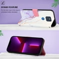 thumbnail image 3 of Allytech Moto G Power 2021 Case Wallet, Stylish Marble Folding Kickstand Full Body Protection Shockproof Cards Pocket Wrist Strap Wallet Cover for Motorola Moto G Power 2021 - White Purple, 3 of 7