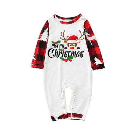 

LYXSSBYX Christmas Pajams Family Matching Baby Christmas Striped Printing Long Sleeve Jumpsuit Family Clothes Pajamas