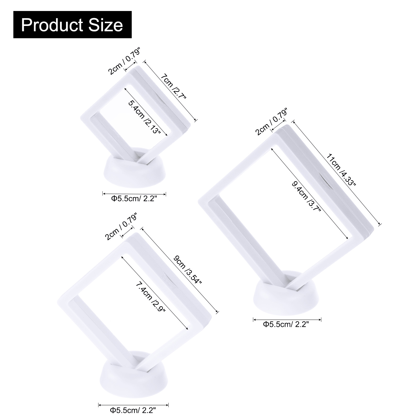 Unique Bargains 6Pcs 3D Floating Frame Display Holder Stands White