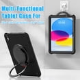 thumbnail image 3 of ELEHOLD Case for Apple iPad 10th Gen, Portable Hybrid Shockproof iPad Case with Pencil Holder & Hanging Ring Handle Rotatable Kickstand,Black, 3 of 10