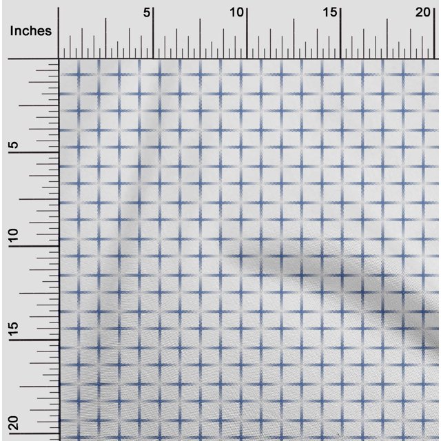 oneOone Georgette Viscose Medium Blue Fabric Geometric Check Craft Projects Decor Fabric Printed by The Yard 42 Inch Wide