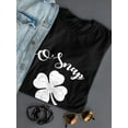 thumbnail image 3 of St Patrick's Day O Snap Clover Graphic Women Black T-Shirt, Female Large, 3 of 4