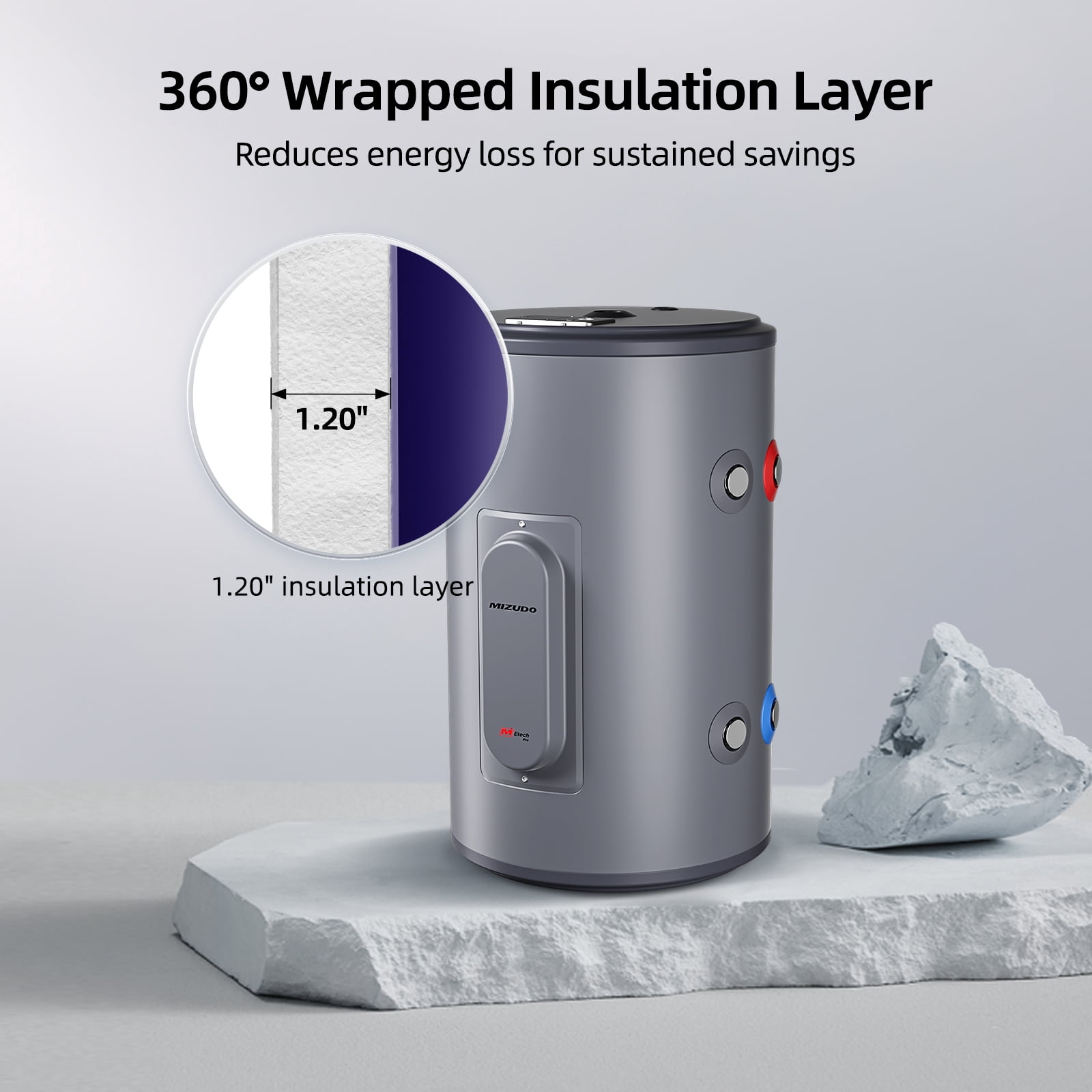 MIZUDO Tank Water Heater Electric, 10 gallon of Use Hot Water Heater with T&P Valve, 120V 1500W UL Listed