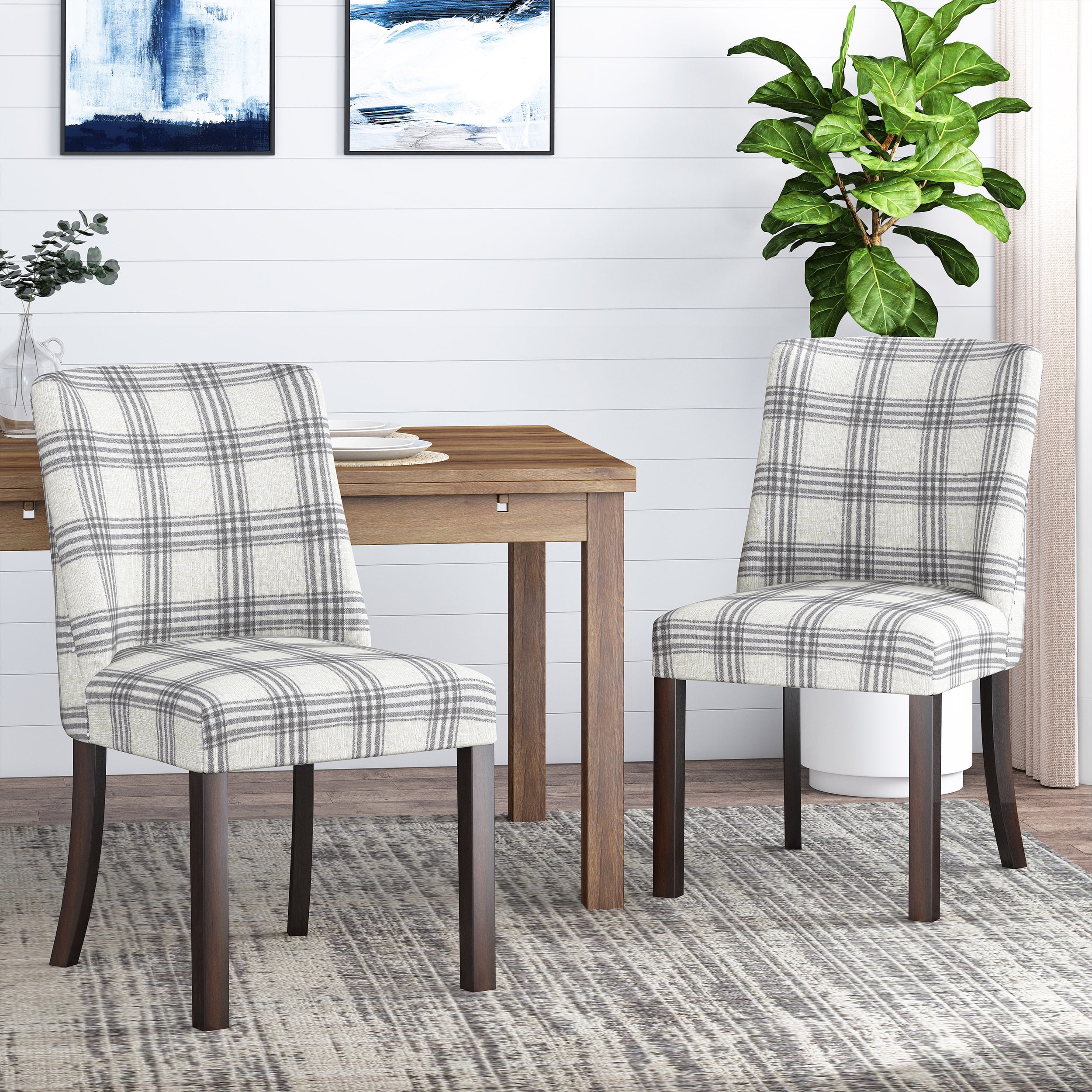 Noble House Harrison Contemporary Fabric Dining Chairs Set of 2