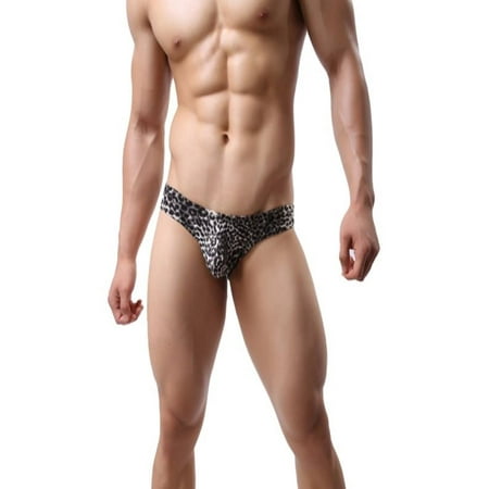 Esho Men Mid Rise Leopard Print Waistband Briefs Underwear