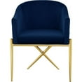 thumbnail image 3 of Home Square 2 Piece Velvet Dining Chair Set with Gold Metal Base in Navy Blue, 3 of 4