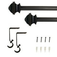 thumbnail image 5 of Lumi 5/8" Single Drapery Curtain Rod Set with Faceted Square Finials, Oil Rubbed Bronze, 28"-48", 5 of 5