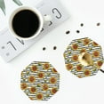 thumbnail image 4 of Honeii Cute Sunflowers print Leather Coaster Set of 4, ideal for safeguarding your furniture from drinks spills and effortless cleanup-Octagon, 4 of 6