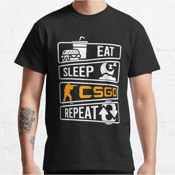 Eat Sleep Csgo Repeat Classic Retro Vintage Unisex T-shirt S-5XL