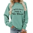 thumbnail image 2 of Arlun I Wouldn't Pass a Vet Check Sweatshirts Womens Cute Crewneck Funny Letter Printed No Hood Pullovers Long Sleeve Comfort Casual Fall Thin Tops Green XL, 2 of 4