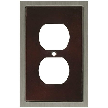 Brainerd W10585-ESN Satin Nickel & Espresso Wood Insert Single Duplex Cover Plate