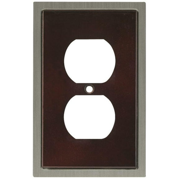 Brainerd W10585-ESN Satin Nickel & Espresso Wood Insert Single Duplex Cover Plate