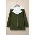 thumbnail image 1 of POGLIP Women's Green Gray Lapel Collar Button Fleece Jacket, 1 of 6