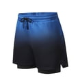 thumbnail image 3 of FRSASU Men's 2 in 1 Gradient Running Shorts Lightweight Summer Loose Elastic Waist Athletic Quick Dry Shorts with Pockets Blue, 3 of 9