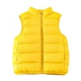 thumbnail image 2 of Kids Solid Color Sleeveless Down Vest, Lightweight Stand Collar Puffer Jacket Without Sleeves, Boys & Girls Thermal Waistcoat for Autumn and Winter Layering Yellow, 2 of 3