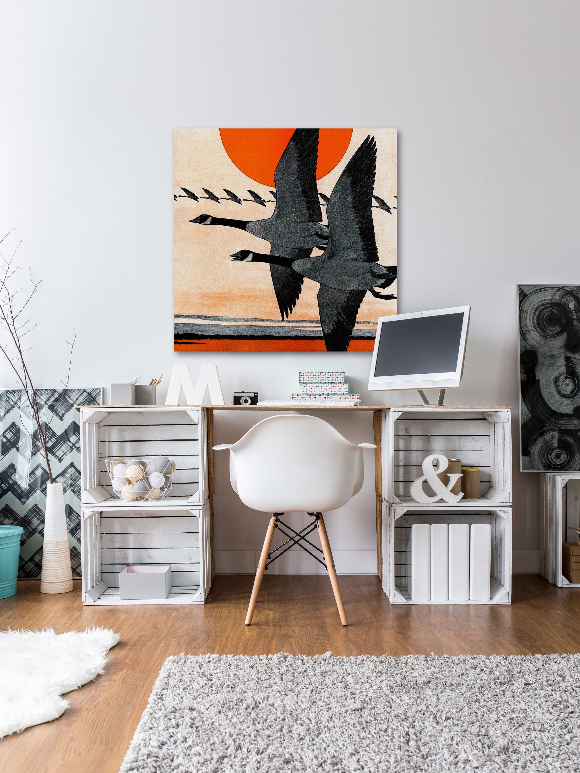 "Two Geese" Painting Print on Wrapped Canvas