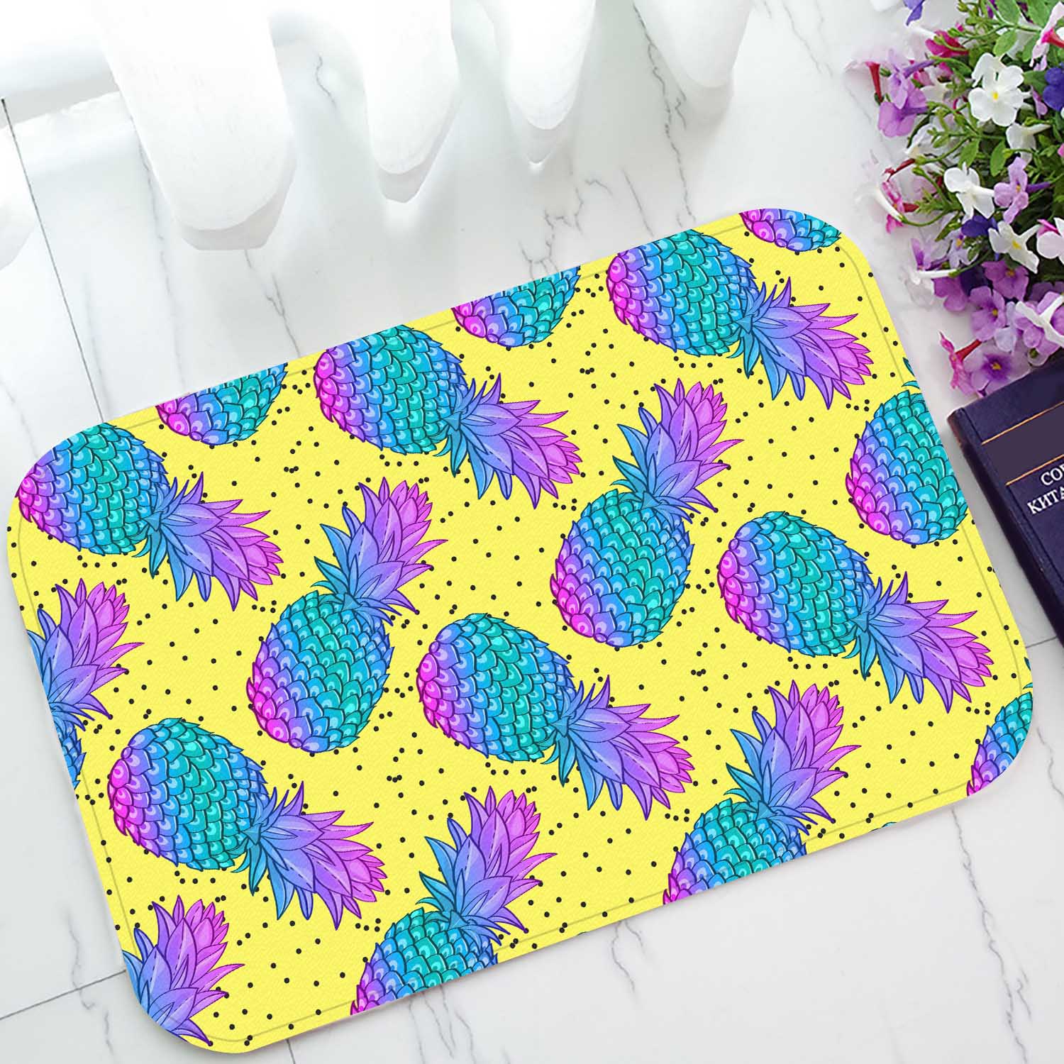 PKQWTM Pineapple Memphis Home Decor Floor Mat Area Rug Doormat Size 15.7x23.6 Inches