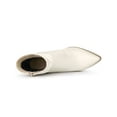 thumbnail image 4 of BLISSFUL STEP Women's Ankle Boots Slouch Pointed Toe Stiletto Heel Side Zip PU Booties Cream 7.5, 4 of 7