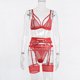 thumbnail image 1 of Explosivo 2023 ropa de mujer cómodo encaje suave transparente mujer sexy traje de tres piezas rojo M XianweiShao 1327533017305, 1 of 1