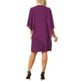 thumbnail image 3 of INSPIRE CHIC Women's Fall Dresses 3/4 Sleeve V Neck Chiffon Cape Overlay Knee Length Pencil Dress M Dark Purple, 3 of 6