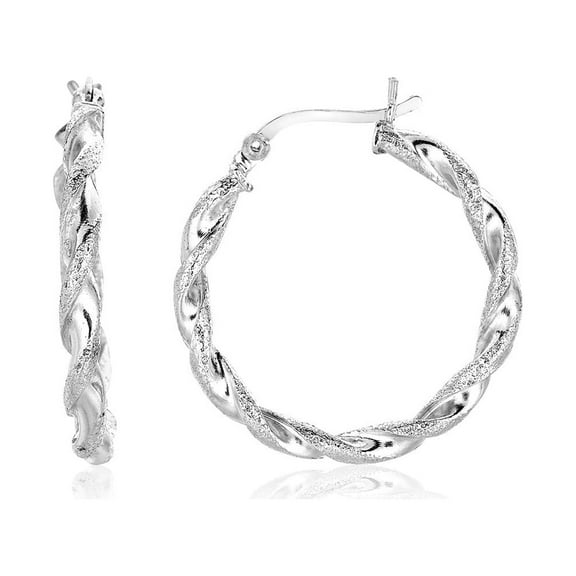 Sterling Silver Round Twisted Hoop Earrings