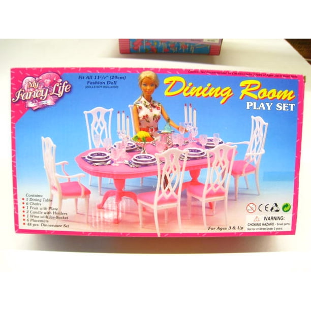 My Fancy Life Dinning Play Set Gloria Barbie Doll Size Doll House Furniture Set Walmart Com Walmart Com