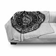 thumbnail image 3 of Celtic Dragon Soft Flannel Fleece Throw Blanket, Triple Horns of Odin Scandinavian Myth Round Ornaments, Cozy Plush for Indoor and Outdoor Use, 70" x 90", Charcoal Grey and White, by Ambesonne, 3 of 6