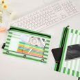 thumbnail image 4 of Dailycode 2 Pack Pencil Pouch for 3 Ring Binder Smooth Zipper Folders with Pockets Clear Window Pencil Case, Green White Stripe, 4 of 5