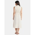 thumbnail image 2 of Time and Tru Women's Sleeveless Cotton Belted Midi Shirtdress, Sizes XS-XXXL, 2 of 4