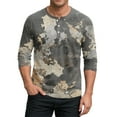 thumbnail image 2 of Lumtrix Mens Camo Henley Shirts 3/4 Sleeve Sleeve Button Down T-Shirt Summer Lightweight Print Tee Tops Gray S, 2 of 6