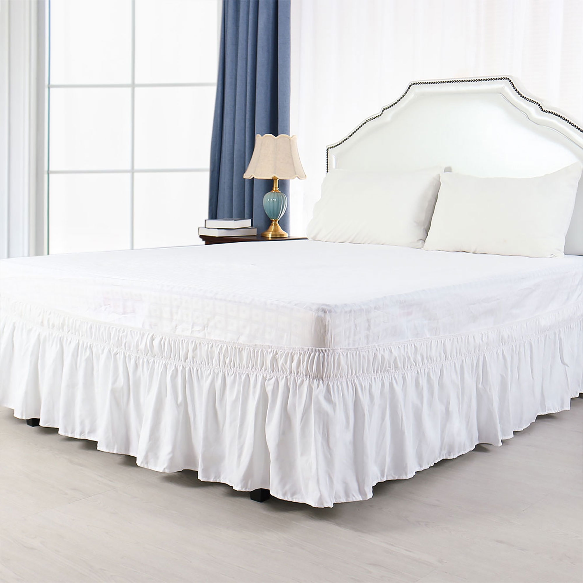 18 "   FULL WHITE DUST RUFFLE OR BED SKIRT SPLIT CORNERS made in usa 