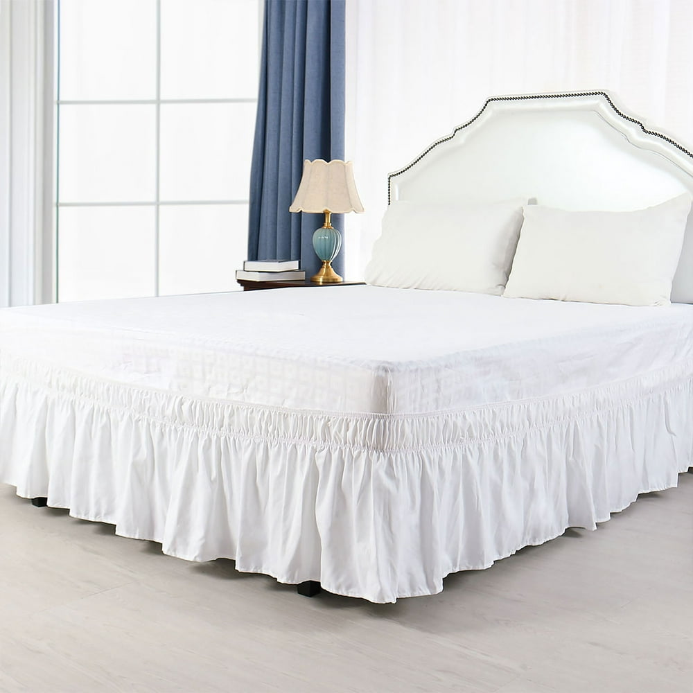 Pleated Bed Skirt Polyester Wrap Around Dust Ruffle White King 15