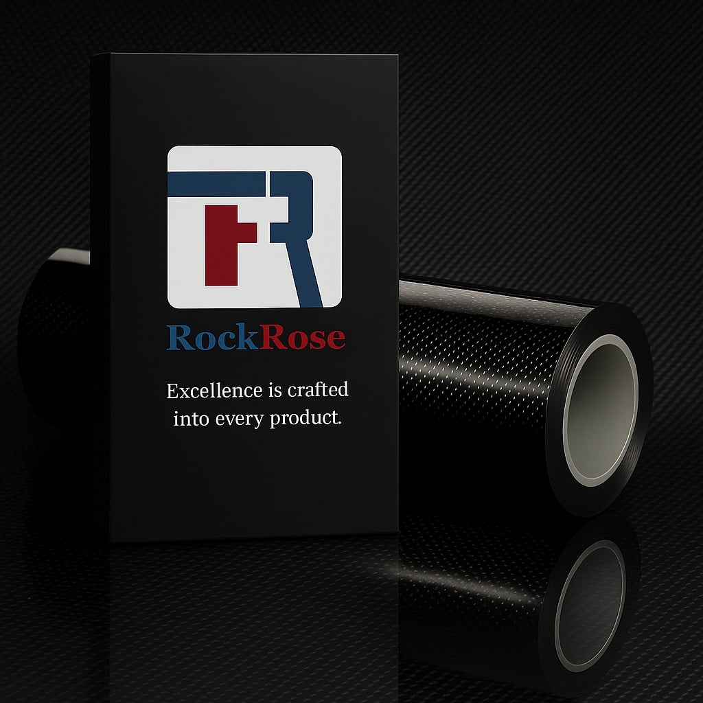 Rockrose 7D Glossy Black Carbon Fiber Vinyl Wrap, Anti Wrinkle, Air Release Carbon Fiber Vinyl Wrap for Computer and Laptop Skin, Phone Cover, Helmets, and Automotive - Size: 60" X 96" (5FT X 8FT)
