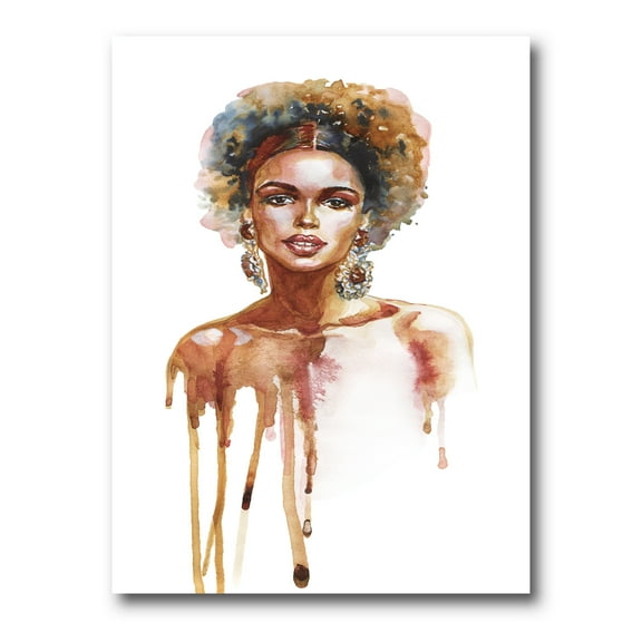 Portrait of Afro American Woman XIII 8 in x 12 in Painting Canvas Art Print, by Designart