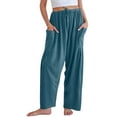 thumbnail image 2 of Qaspx Palazzo Pants for Women Casual Wide-leg Pants Loose Drawstring Sweatpants with Pockets, 2 of 7