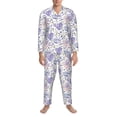 thumbnail image 3 of Salouo Lavender Flowers Print Button-Front Long Sleeve Pajama Set for Men, Soft 2Pjs Men's Long Sleeve Sleepwear-X-Large, 3 of 7