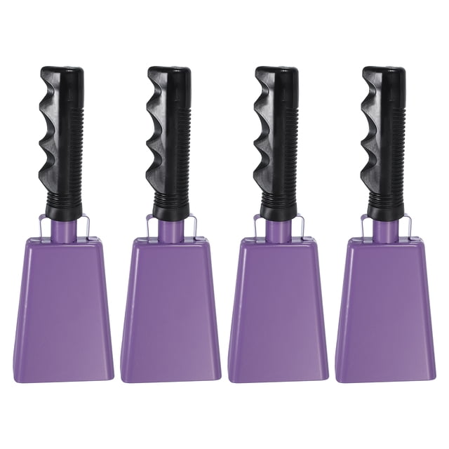 Campanas de vaca de 9 pulgadas para juegos de fútbol, 4 piezas de campanas metálicas ruidosas con mango para animar eventos deportivos.