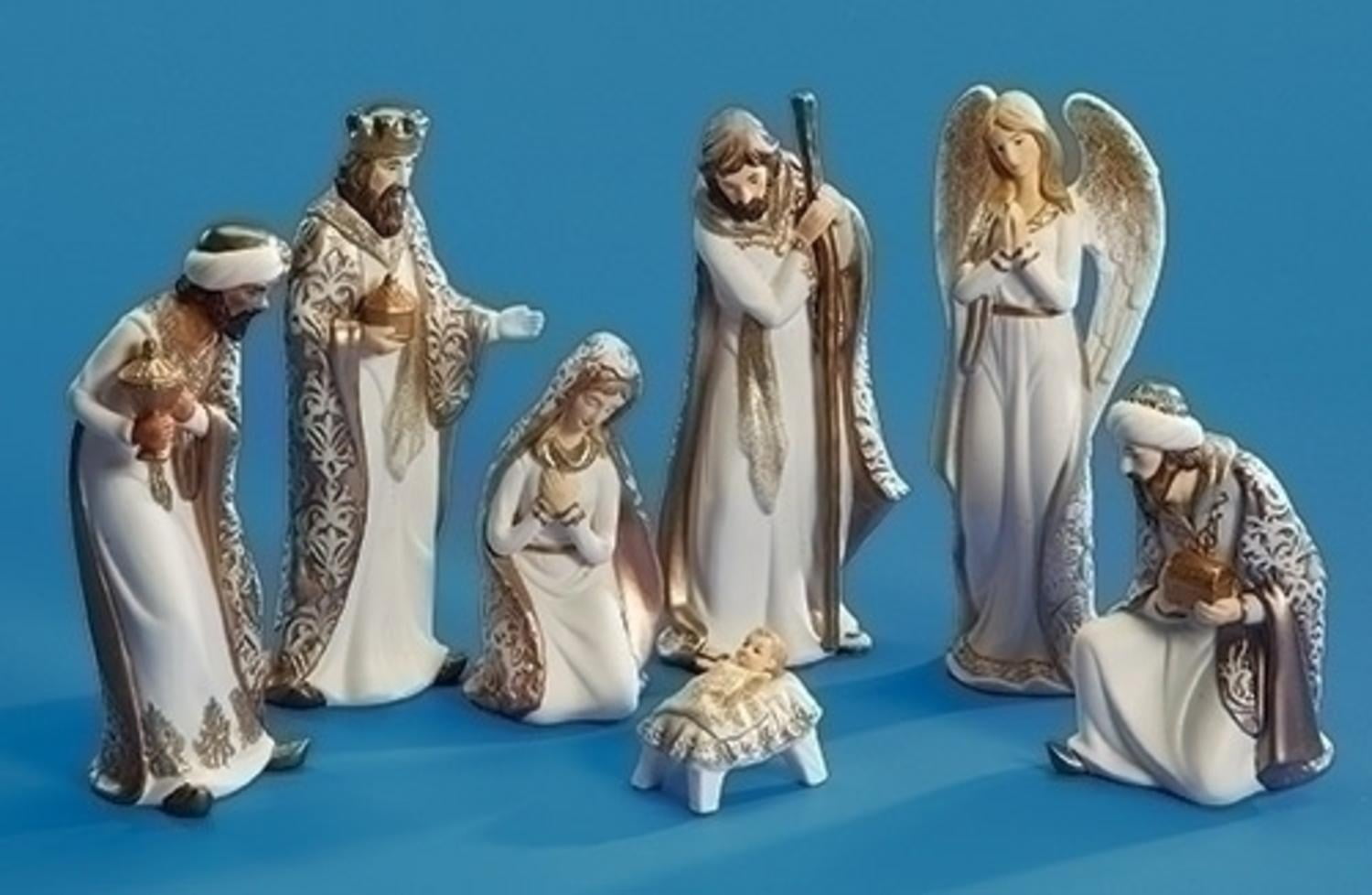Porcelain Nativity Religious Scene Six Figures Christmas Decoration