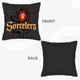 thumbnail image 6 of Set of 2 18x18in Throw Pillow Covers - Fantasy Sorcerers Design with Ornate Wand & Glowing Red Gemstone for Couch Bed Car, 6 of 8