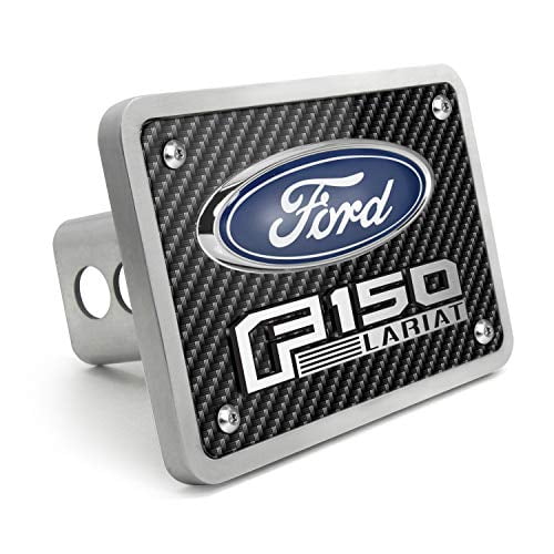 iPick Image Made for Ford F-150 Lariat 3D Logo Carbon Fiber Texture Billet Aluminum Tow Hitch Cover