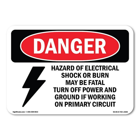 OSHA Danger Sign - Hazard Of Electrical Shock Or | Decal | Protect Your Business, Construction Site, Warehouse & Shop Area |  Made in The USA