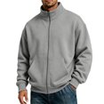 thumbnail image 2 of Vxararl Mens Zip Up Sweatshirt Lightweight Fleece Jacket Versatile - Business, Fall, Winter, Spring Jacket Lightweight Fleece Full Zip no Hood Athletic Jacket Fleece Jacket Men Light Gray XL, 2 of 6